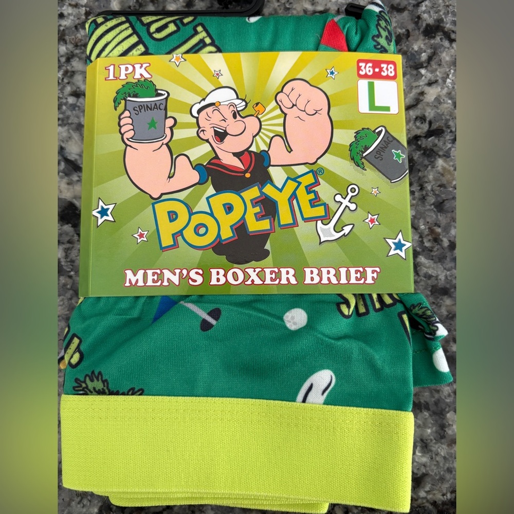 NWT- Popeye “Strong to the Finish” men's boxer briefs, size L